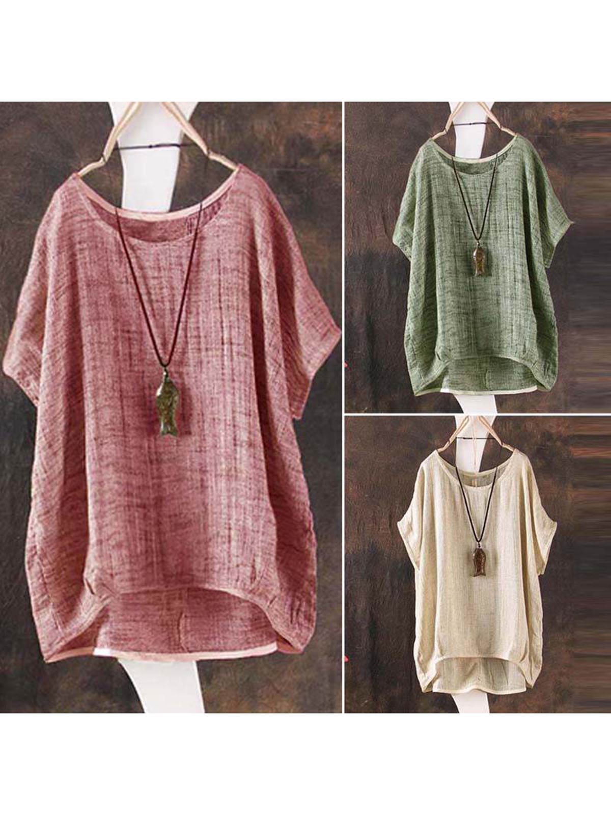 Short Sleeve Solid Casual Blouse
