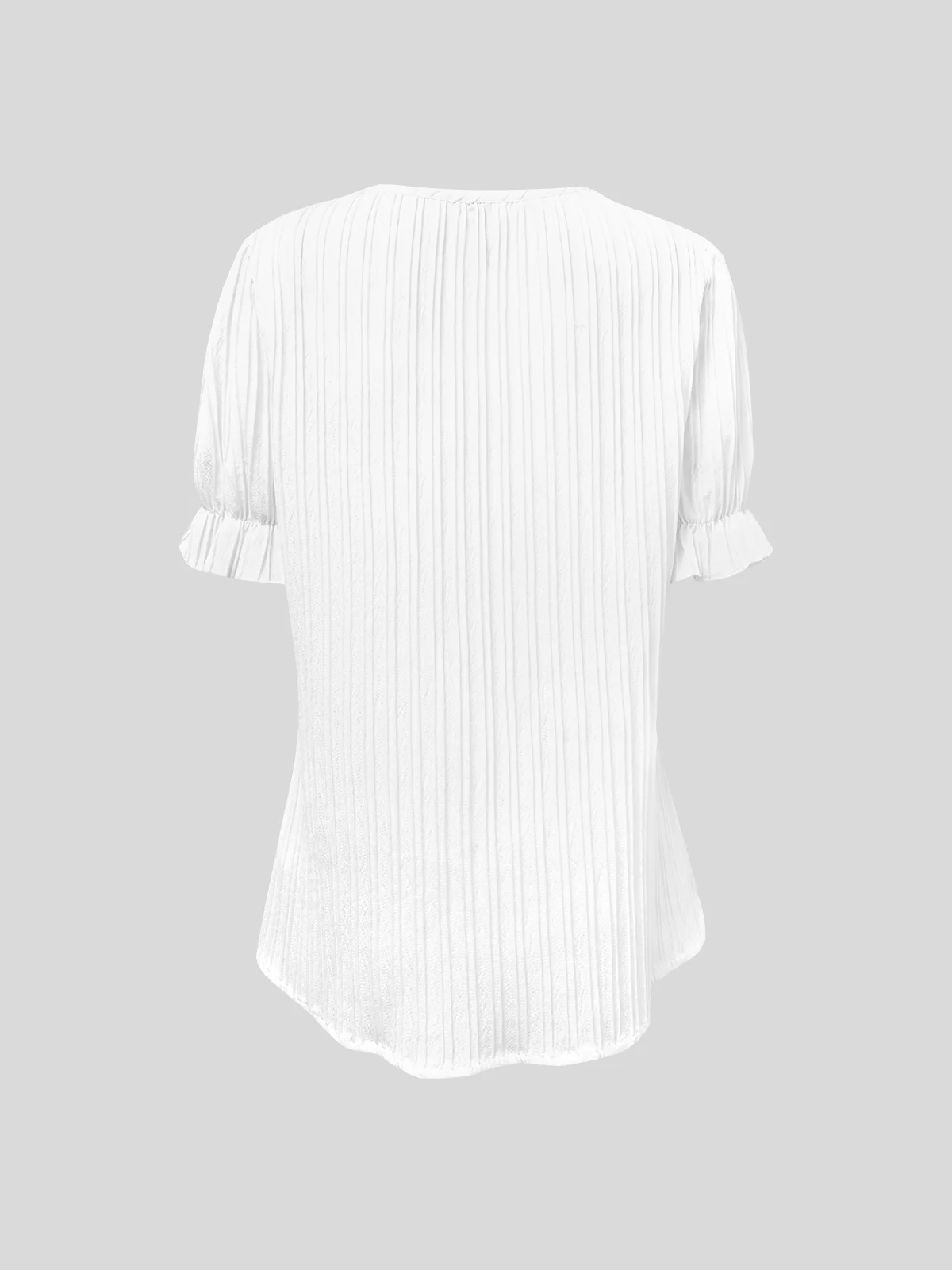 Women Plain Elegant V Neck Lace Short Sleeve Summer T-Shirt