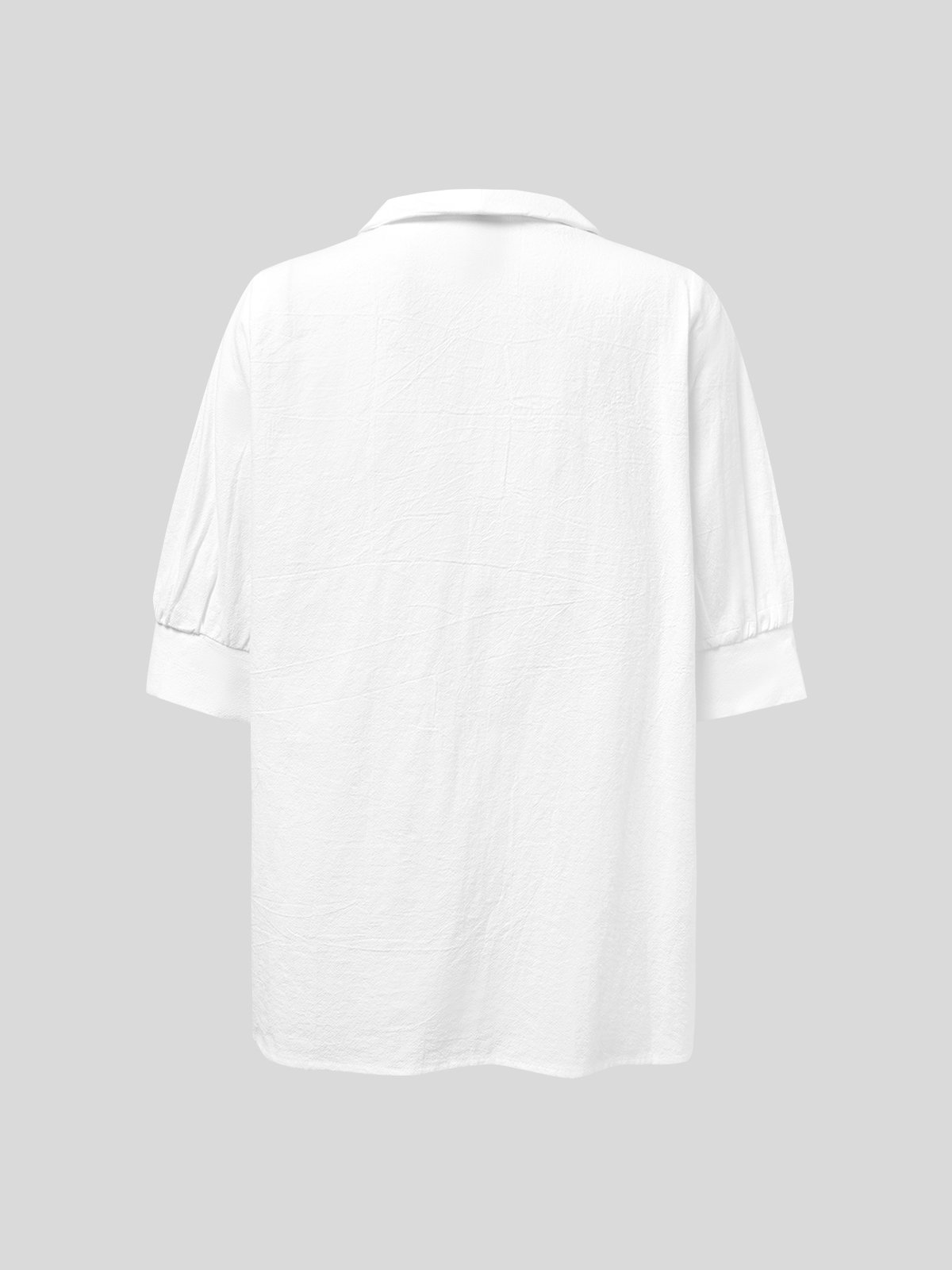 Women's Shirt Blouse Cotton Linen Blouse White Button Short Sleeve ...