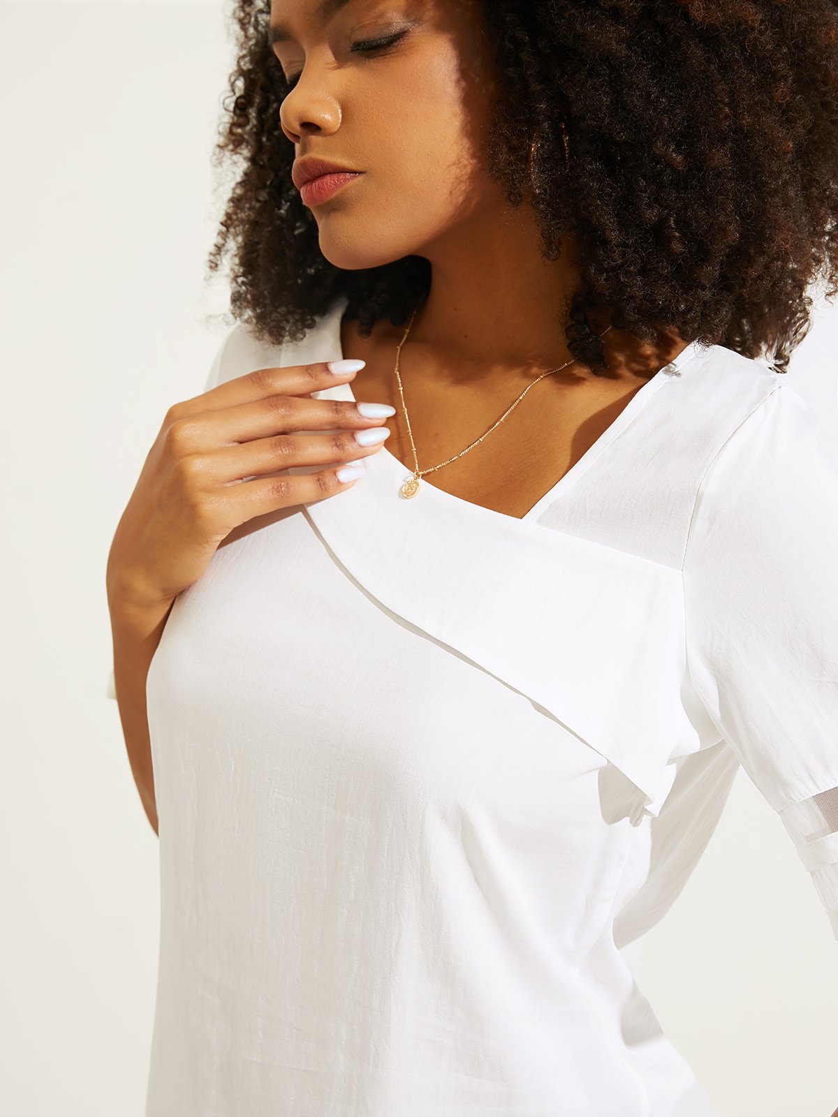 Women Casual Asymmetrical Neck Plain Loose Short Sleeve Tunic Top