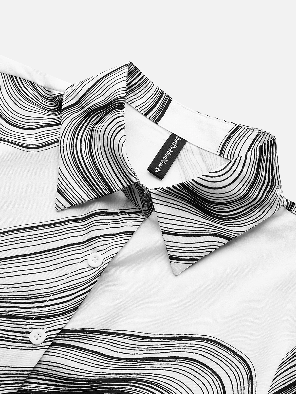 Women's Shirt Blouse Abstract Stripes Print Casual Black White Print Button Long Sleeve Basic Shirt Collar Regular Fit Spring Fall