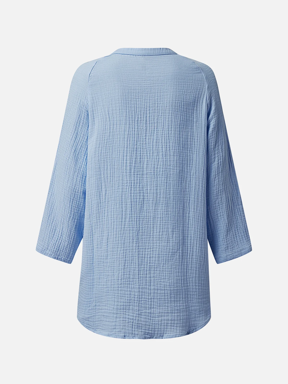 Women Casual Blue Buttoned Pockets Long sleeve Shirt Dress	