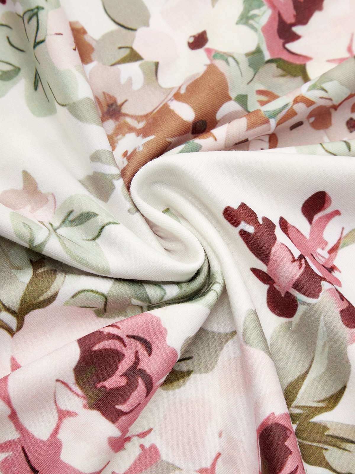 Cotton-Blend Elegant Floral Loose Dress