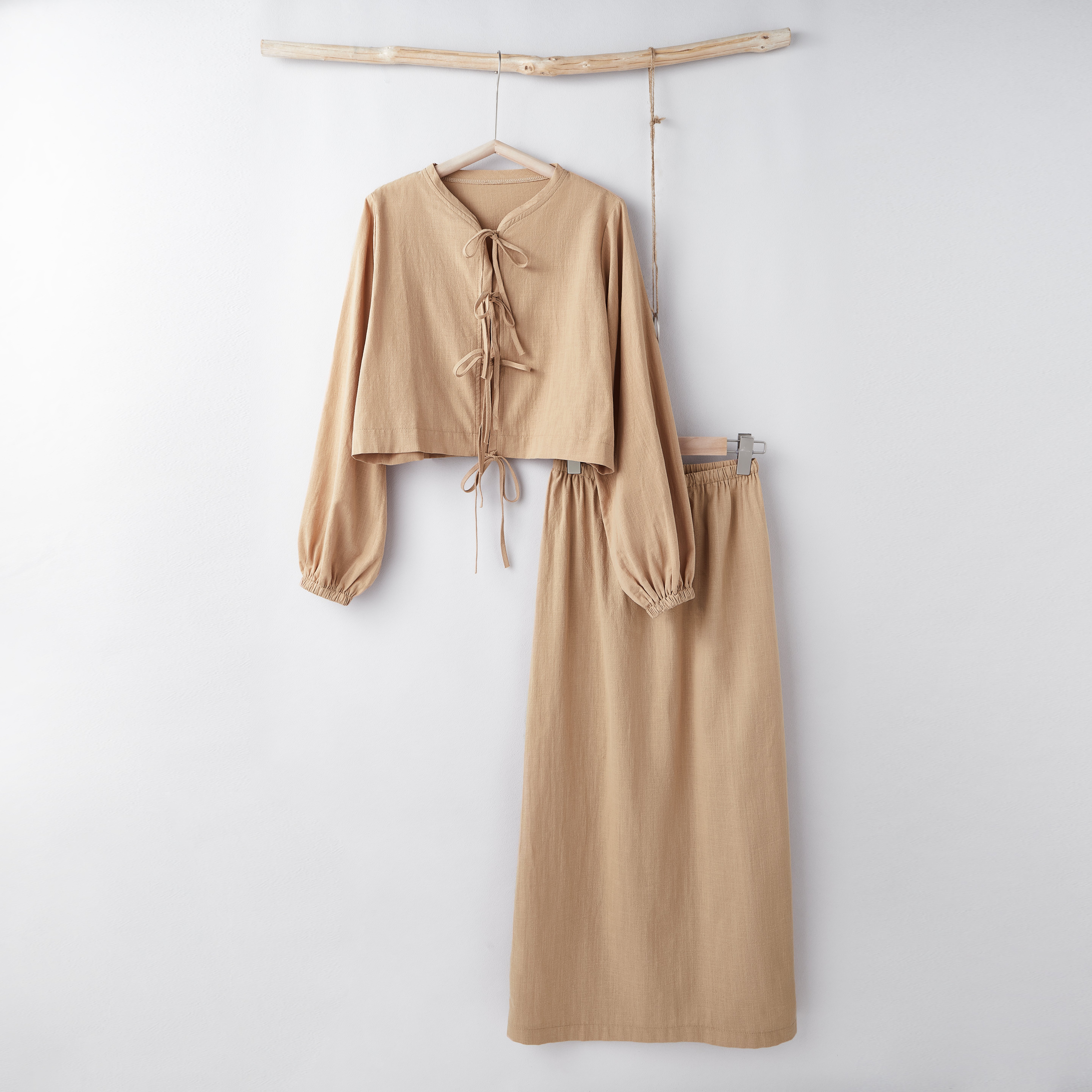 Loose Linen Crew Neck Two-Piece Set