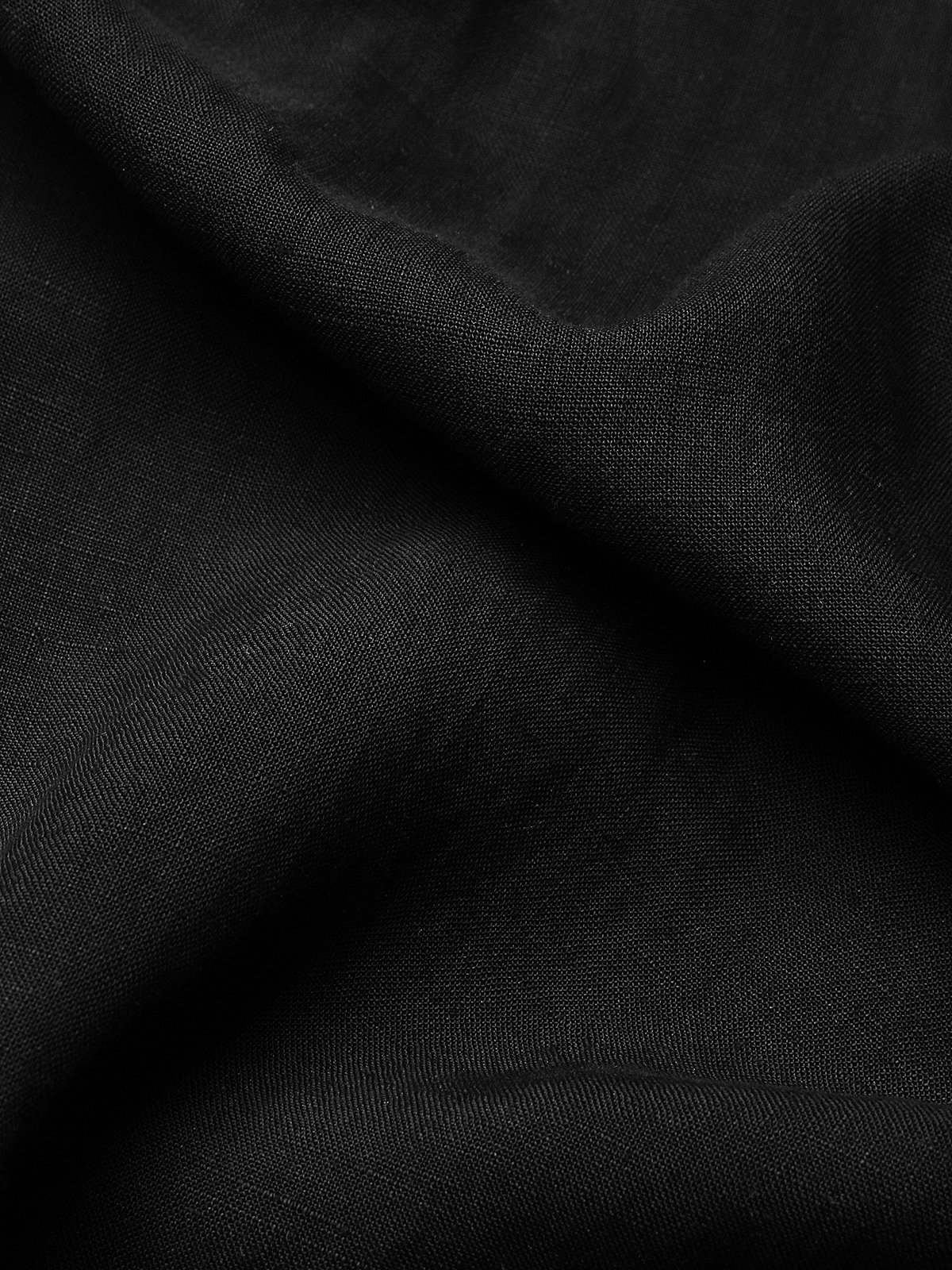 Linen Plain Crew Neck Mini Dress