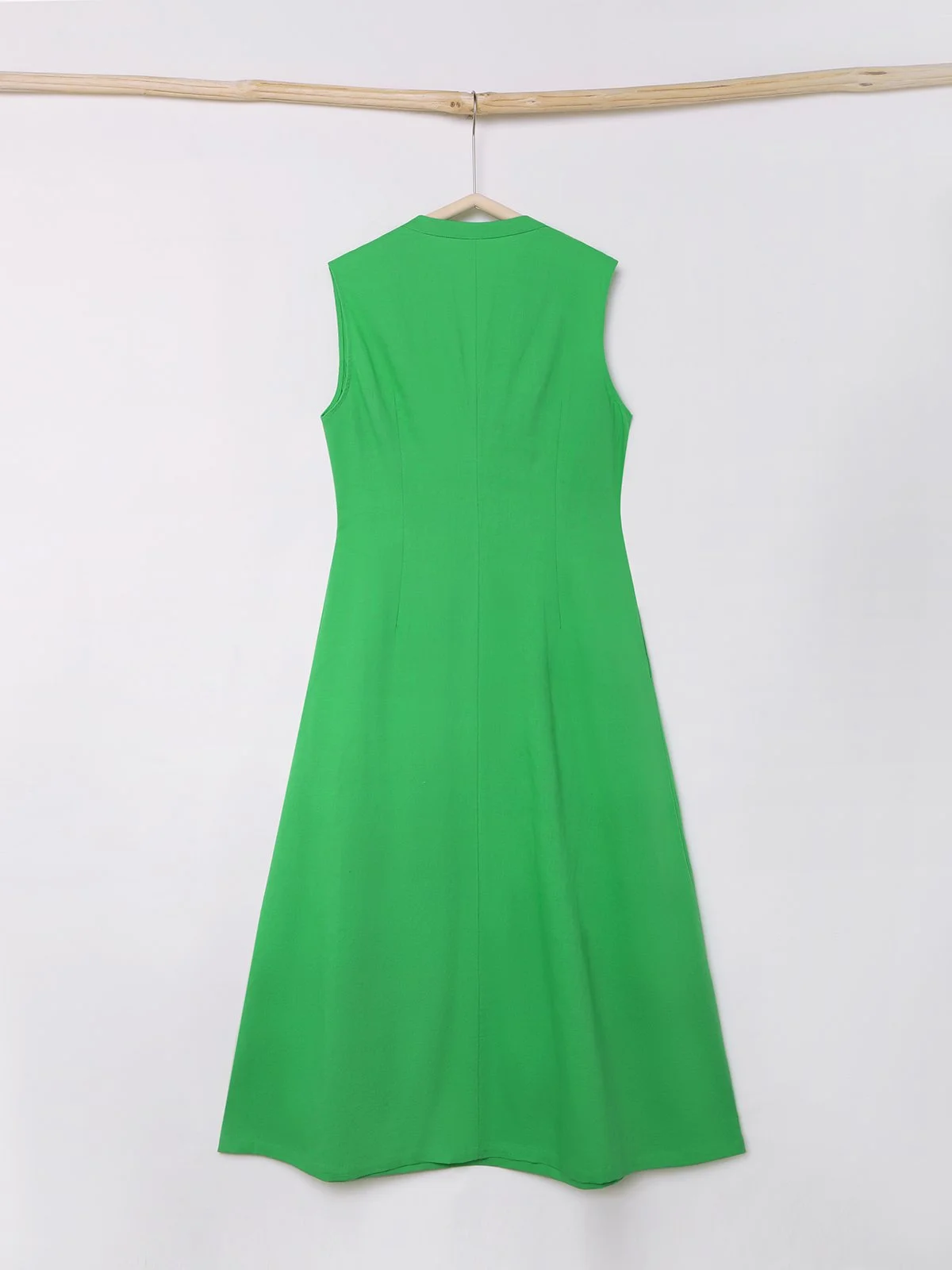 Linen Plain Crew Neck Maxi Dress