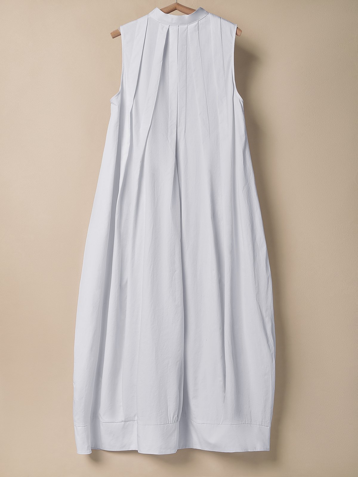 Linen Stand Collar Dress With No
