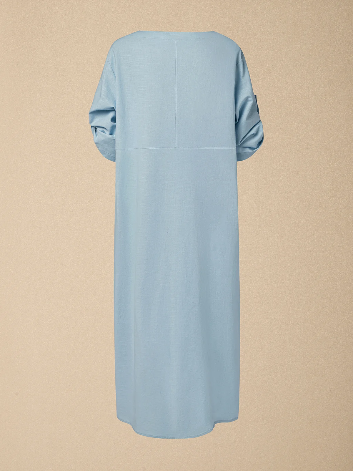 Casual Plain Asymmetric linen-cotton Midi Dress