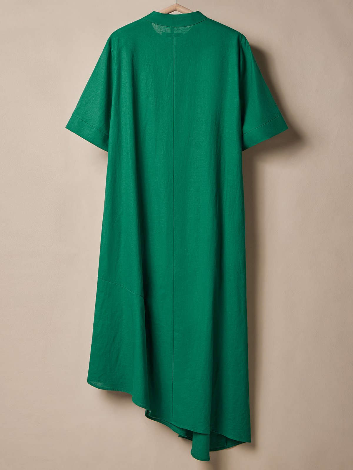 Casual Plain Asymmetric linen-cottonr Maxi Dress