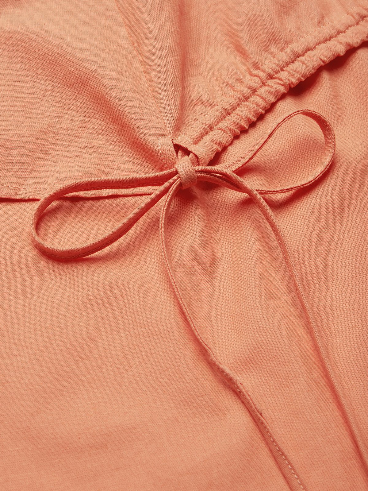 Linen Casual Plain Crew Neck linen-cotton Blouse
