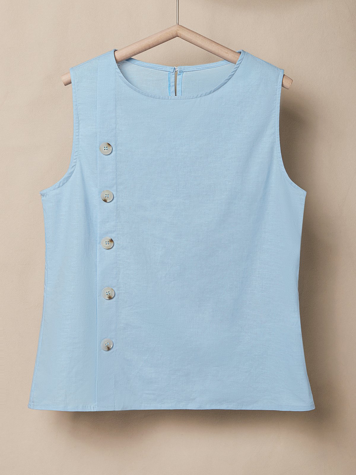 Linen Casual Plain linen-cotton  Tank Top