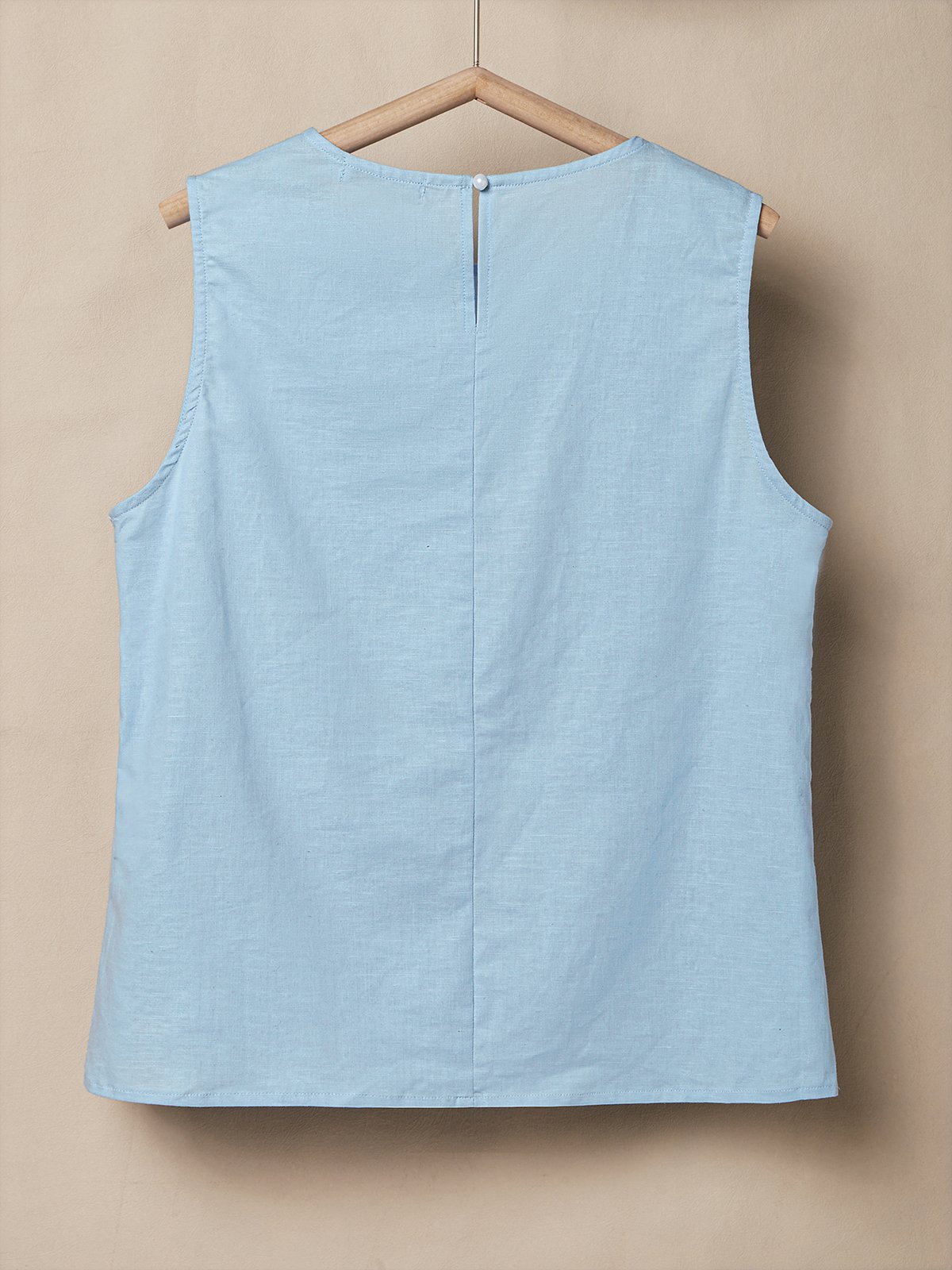 Linen Casual Plain linen-cotton  Tank Top