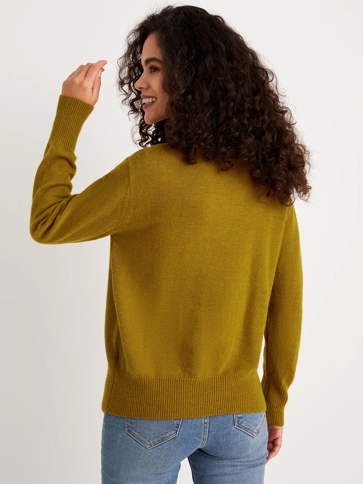 Green Daily Long sleeve Plain Simple Regular Fit Sweater