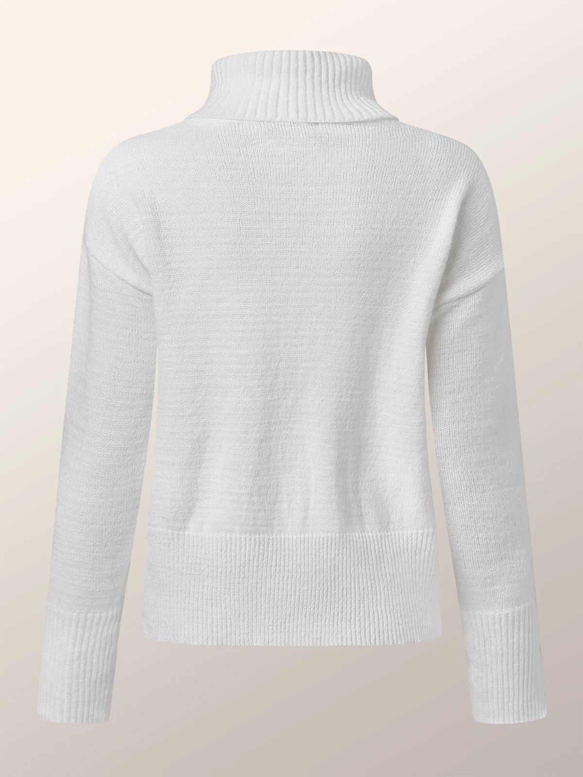 White Daily Long sleeve Turtleneck Regular Fit  Sweater