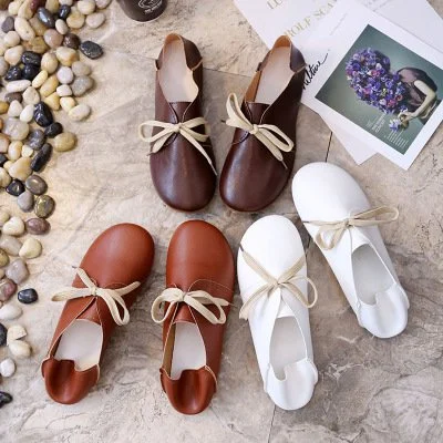 2019 Women Casual Comfort Flats Shoes Lace Up Shoes Leather Students Loafers