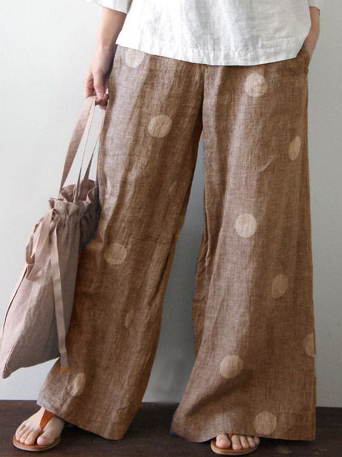 Vintage Loose Cotton-Blend Pants