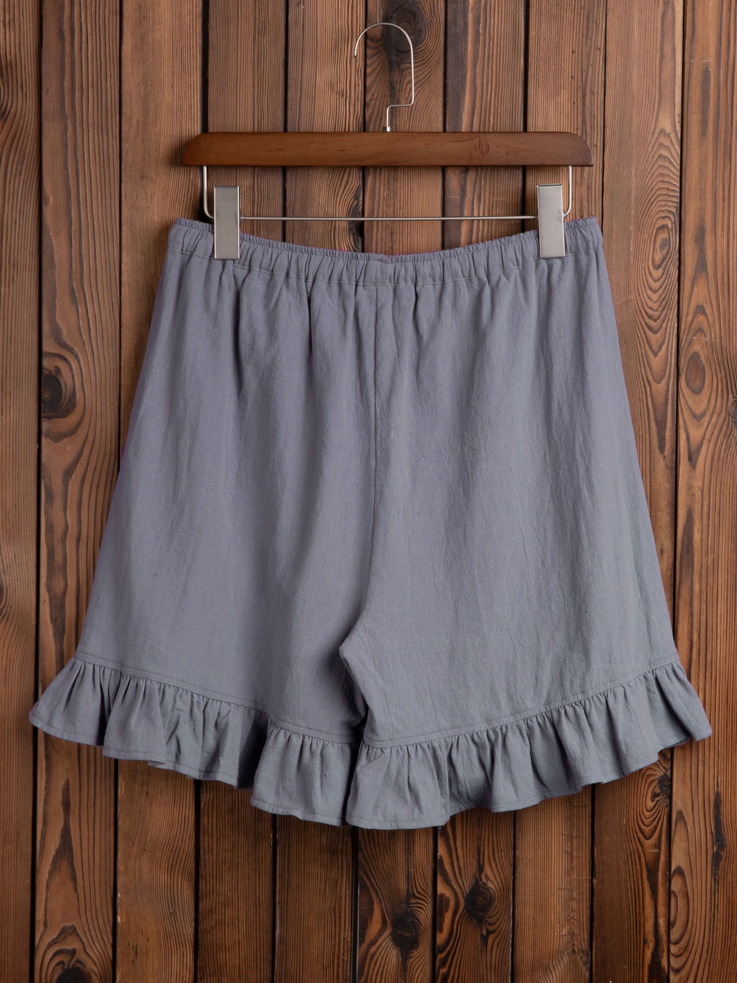 Women Folds Elastic Waistband Shorts Shorts with Pockets