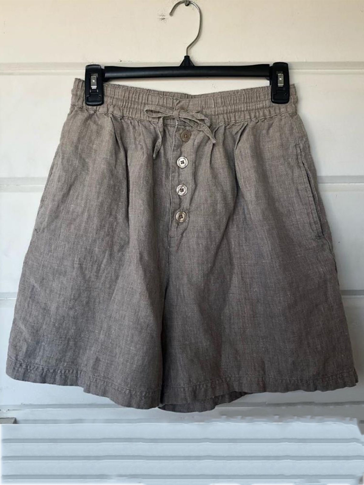 Plus Size Solid Casual Pockets Shorts Shorts