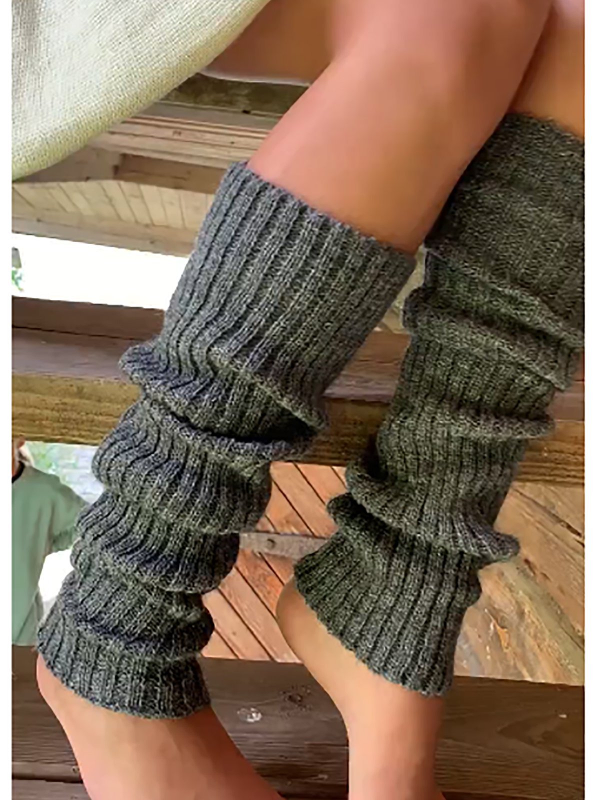 Knee High Welly Socks Soft Woolen Footless Yoga Pilates Leg Warmens