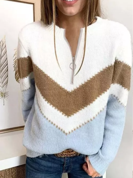 Casual V Neck Cotton Sweater