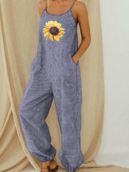 Women Summer Sunflower Soft Jumpsuits
