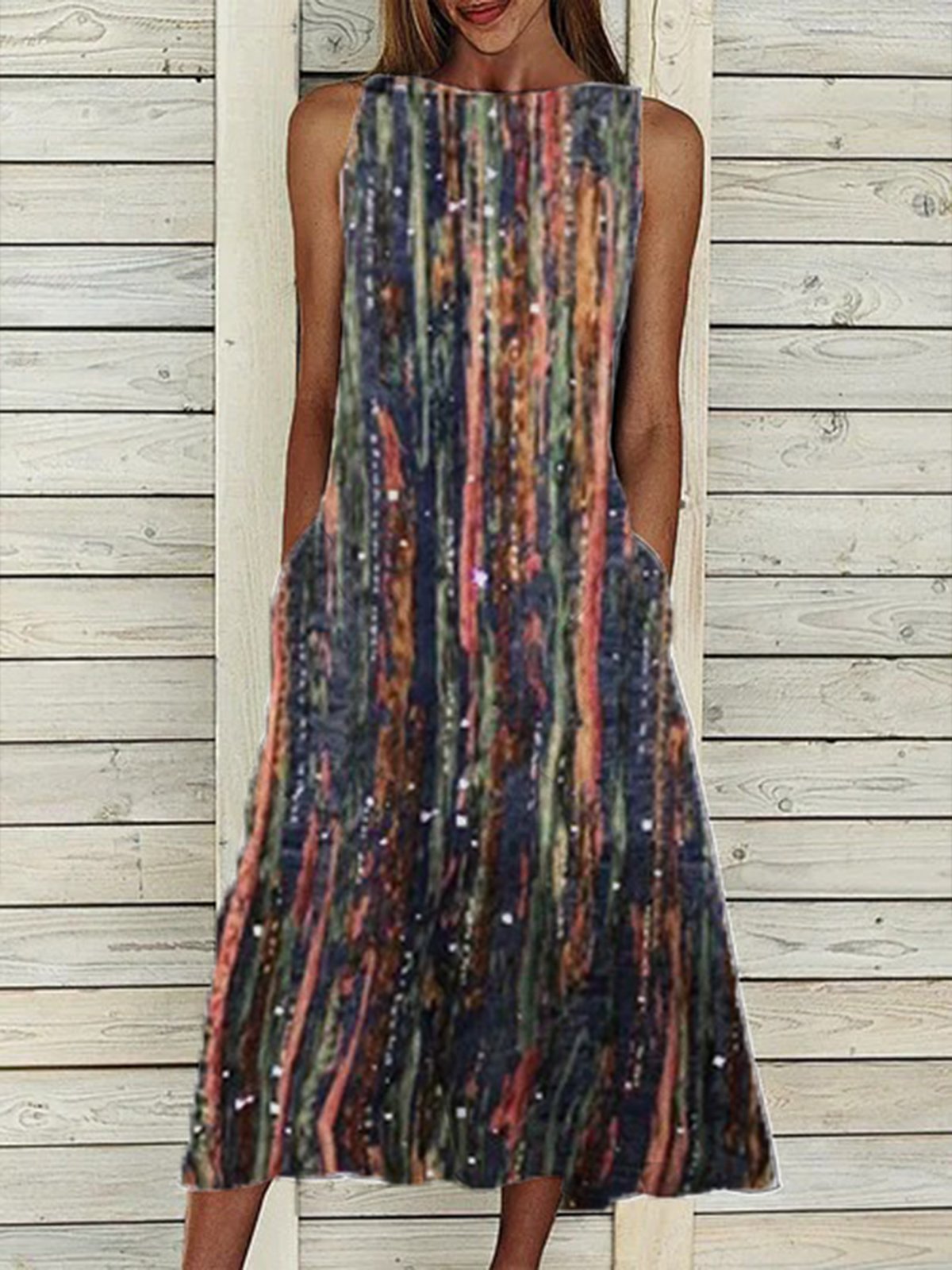 Casual Sleeveless Printed Weaving Dress