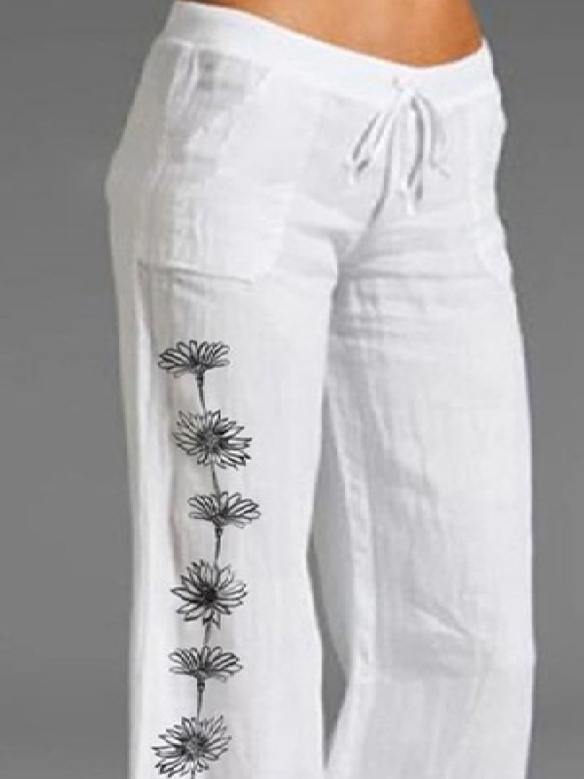 Casual Floral Cotton  Loose Pants
