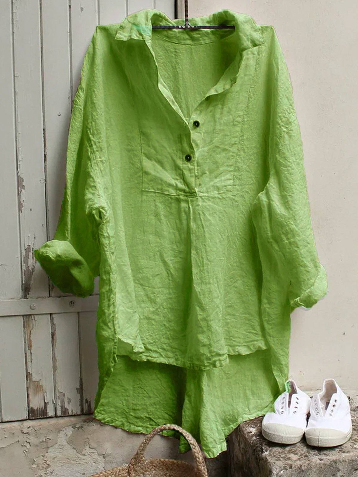 Women's Dress Casual Linen Shirt Dress