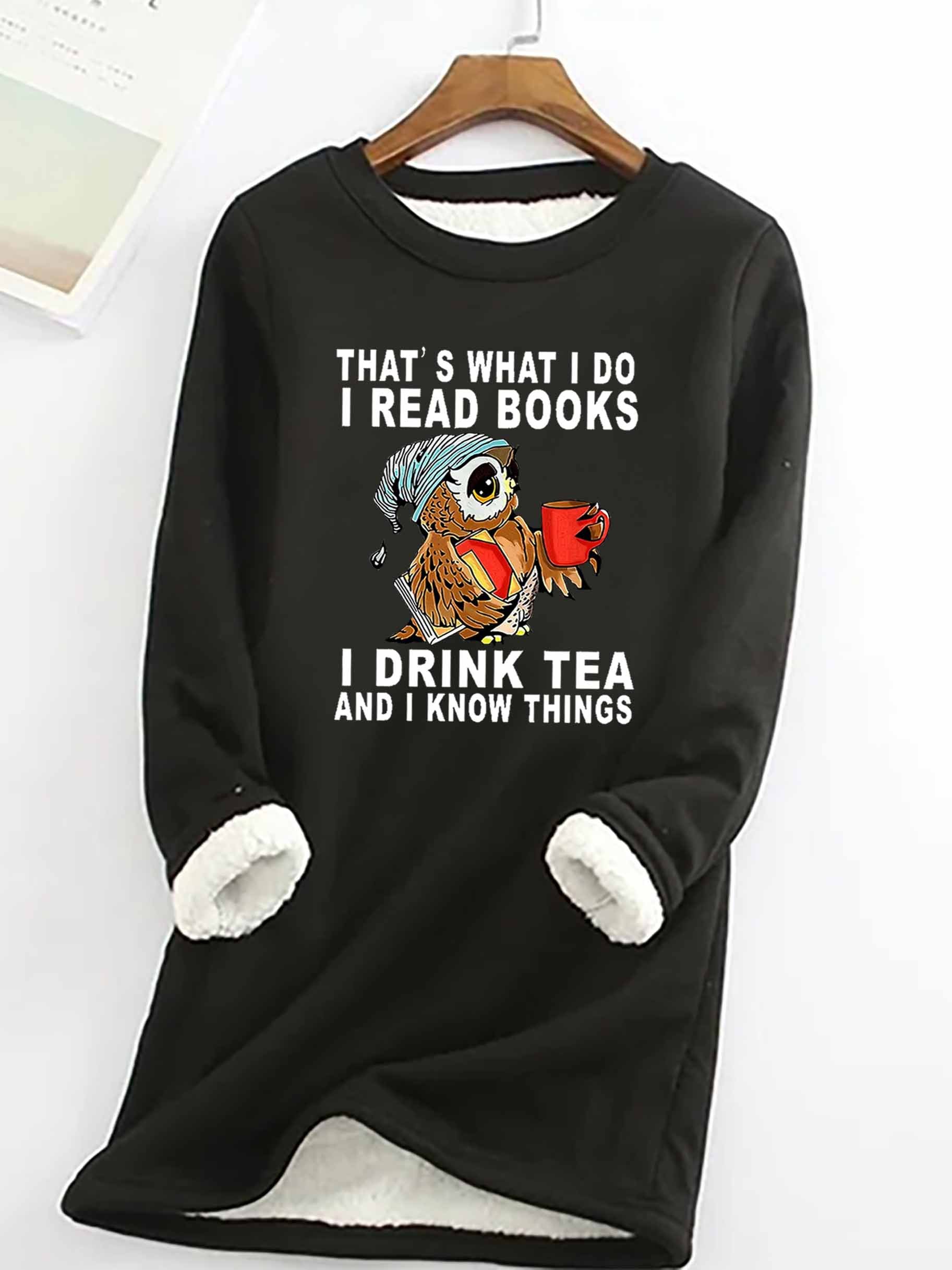 thumbnail image 2 of Women's 'That's What I Do I Read Books' Thin Sweatshirt - Cotton Blend Long Sleeve Graphic Top 2 of 11