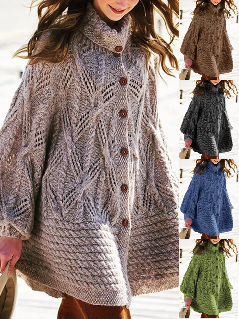 Sweater plus size Vintage Cotton Knitted Sweater Coat