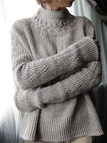 Knitted Crew Neck Plain Basic Sweater