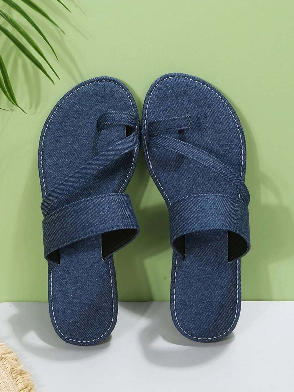 Casual Denim To Ring Slide Sandals