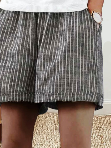 Loose Casual Cotton Striped Shorts