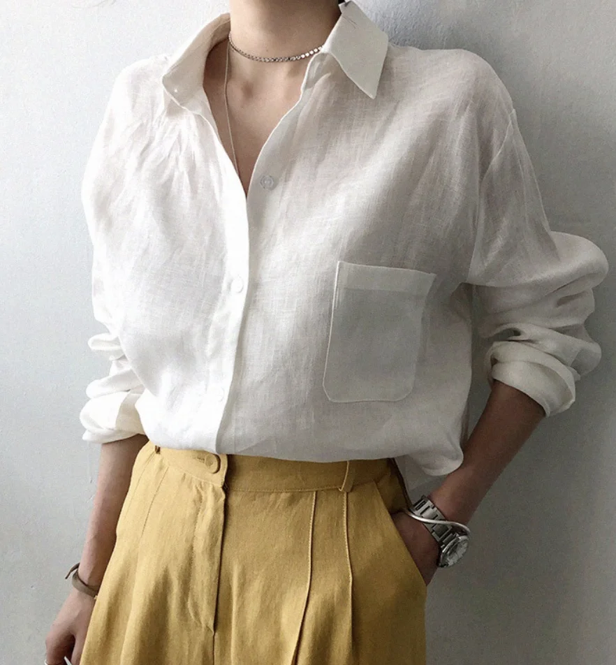 Women's Shirt Blouse Casual Button Long Sleeve Casual Basic Shirt ...