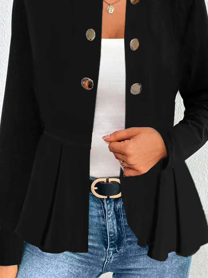 Buttoned Loose Casual Plain Jacket