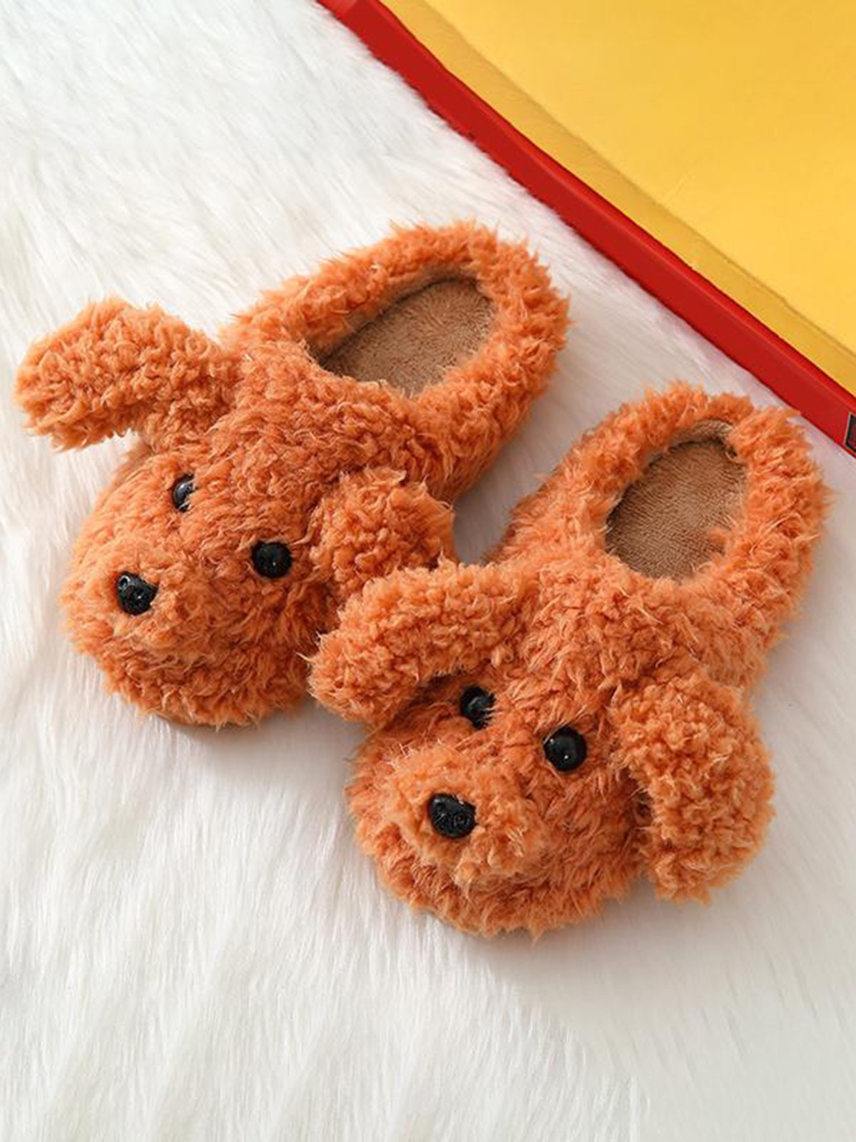 Casual Cartoon Dog Fluffy Toe-covered Slippers