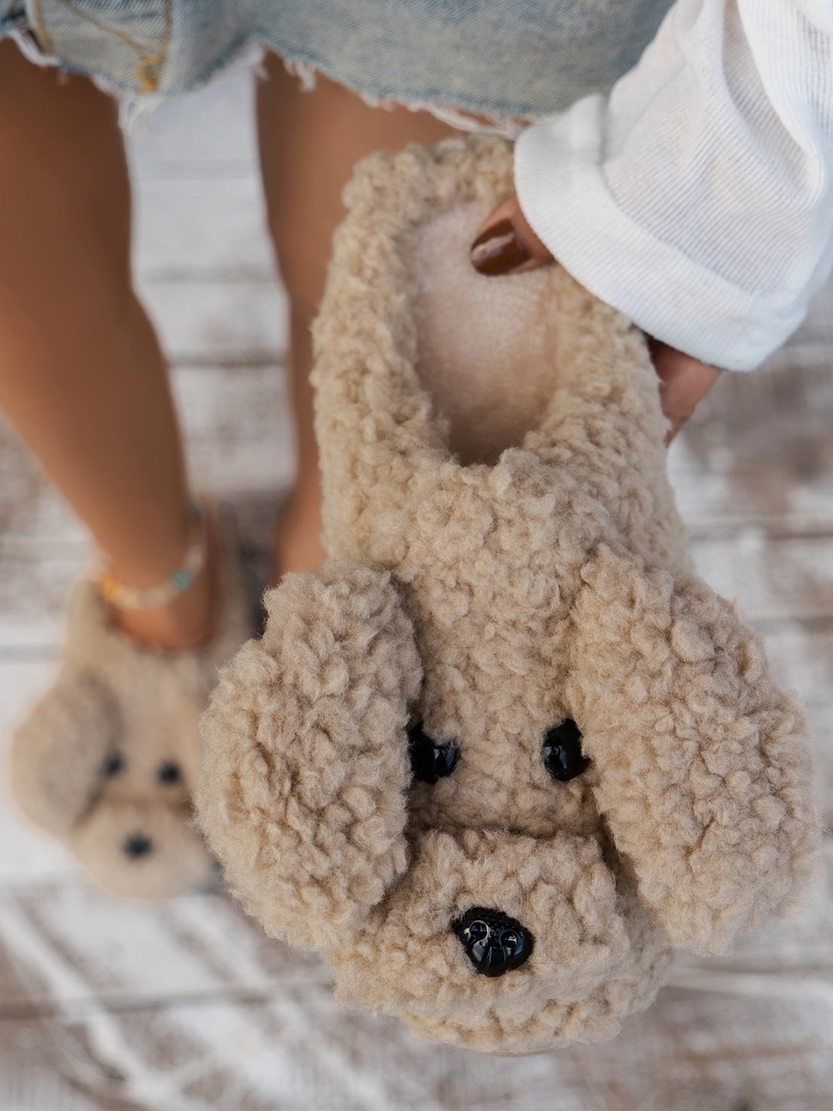 Casual Cartoon Dog Fluffy Toe-covered Slippers