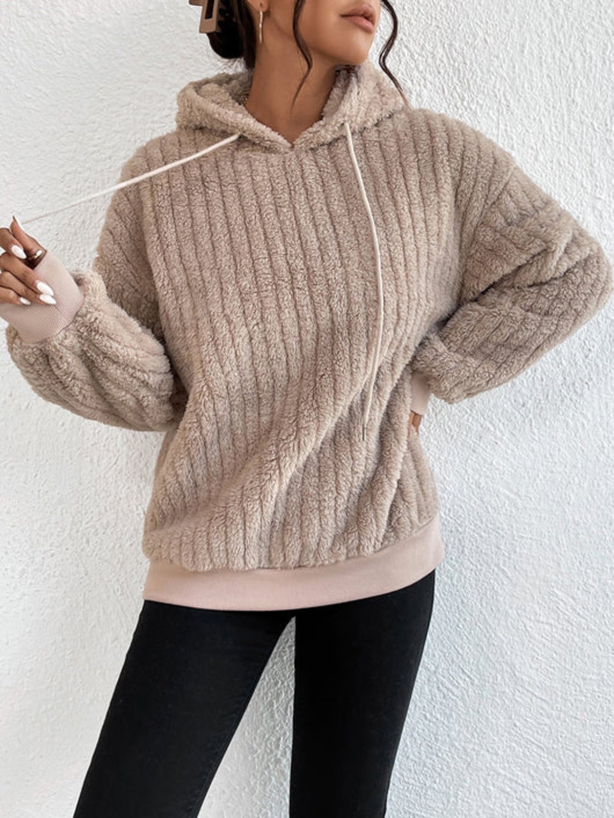 Casual Plain Loose Hoodie