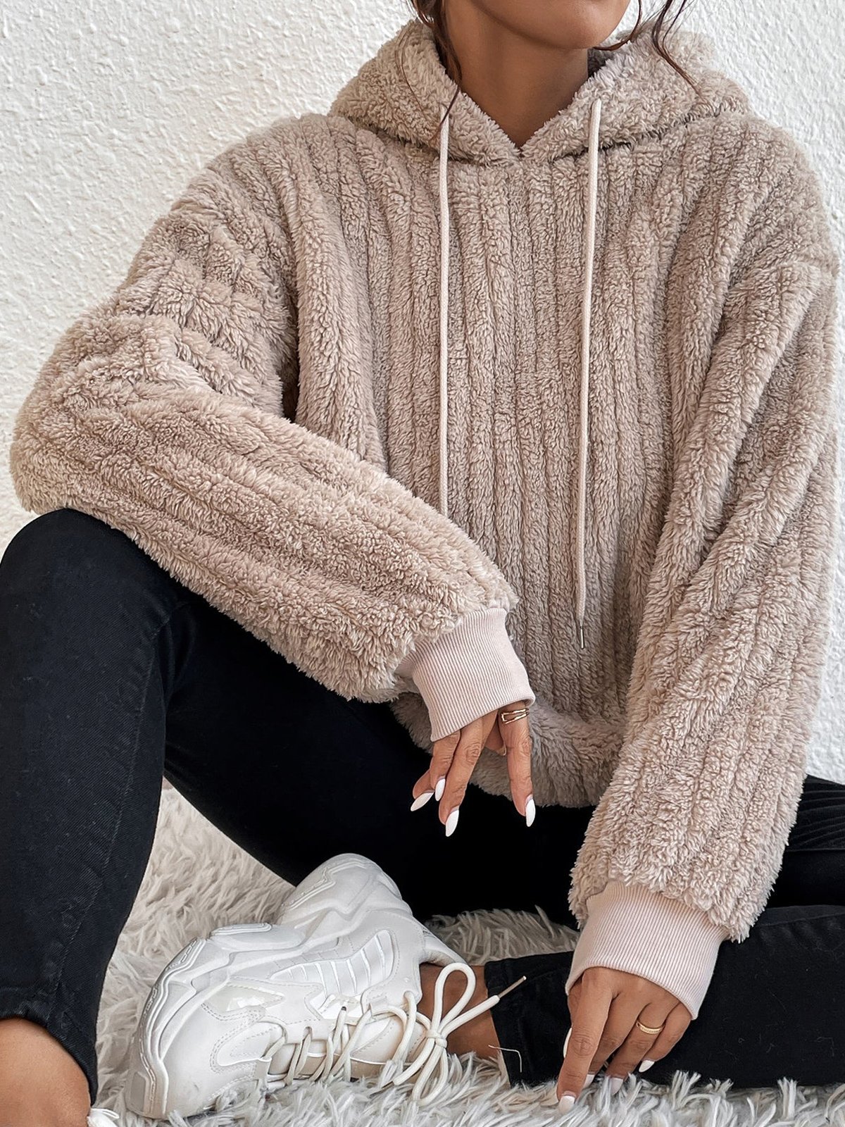 Casual Plain Loose Hoodie