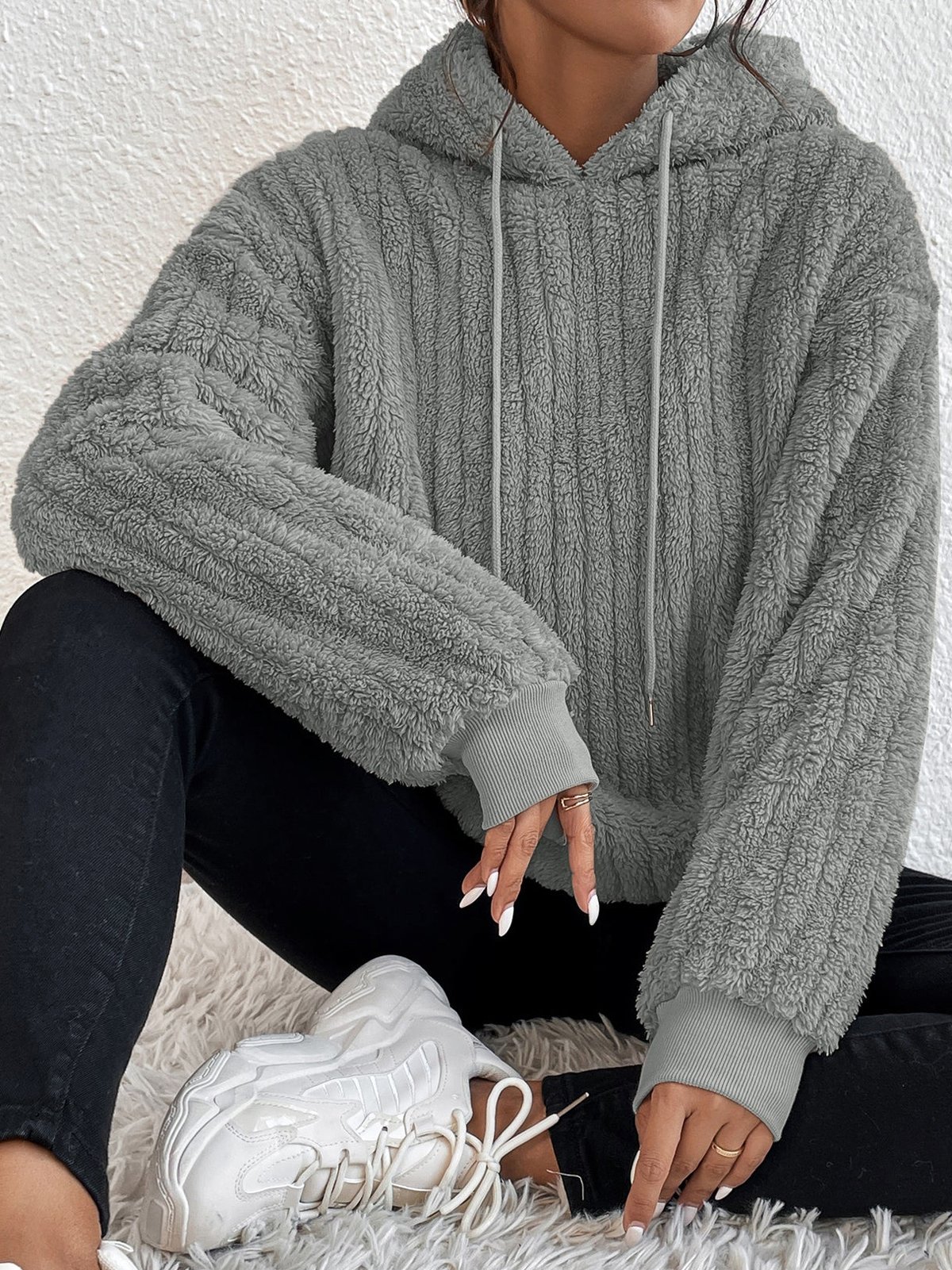 Casual Plain Loose Hoodie