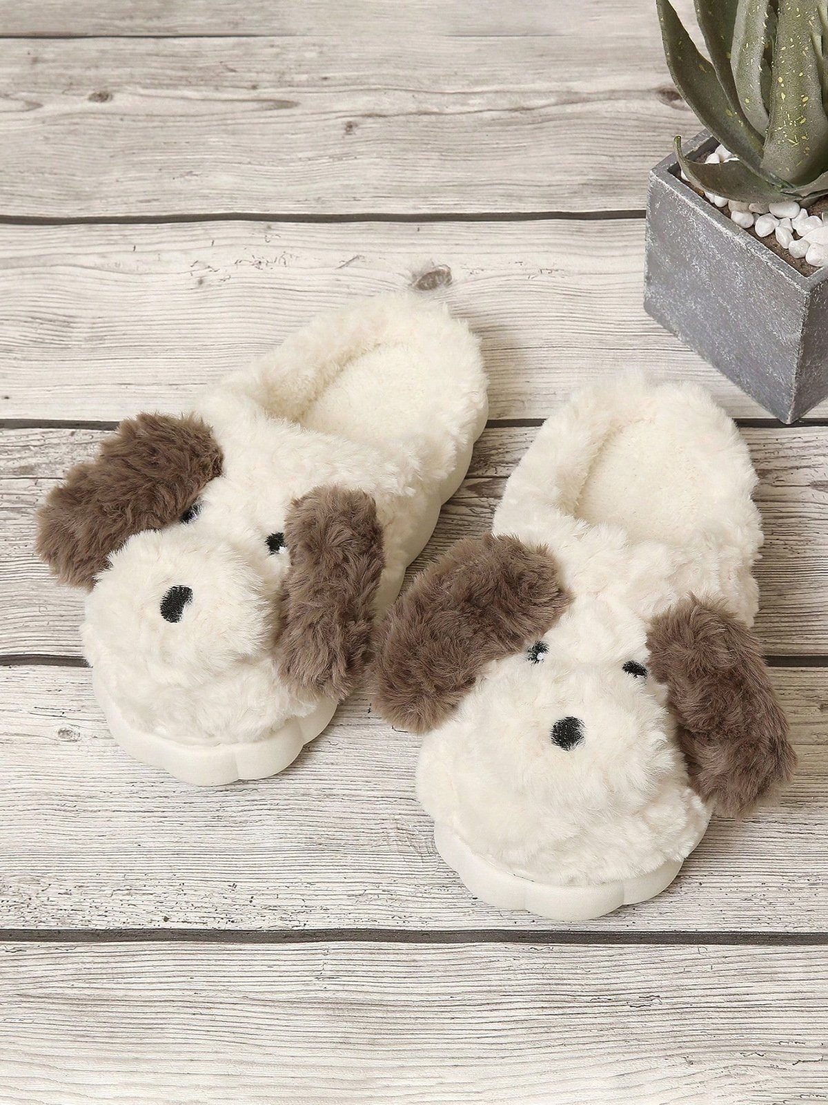 Cartoon Dog Warmth Fluffy Slippers