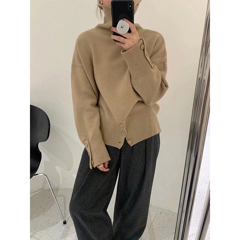 Yarn/Wool Yarn Turtleneck Casual Sweater