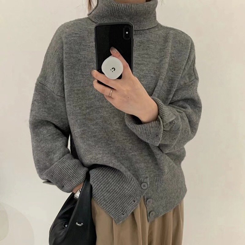 Yarn/Wool Yarn Turtleneck Casual Sweater