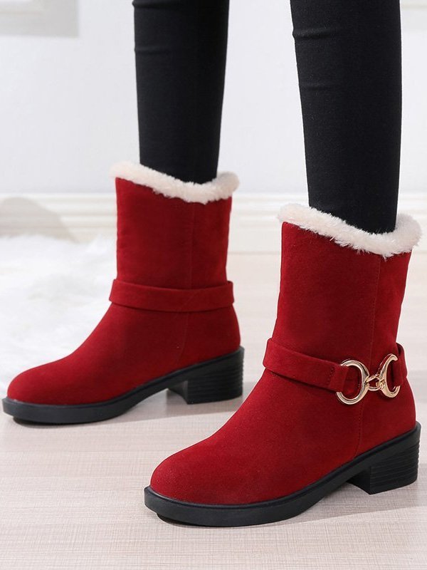 Faux Suede Plain Winter Thick Bottom Cotton-Padded Boots