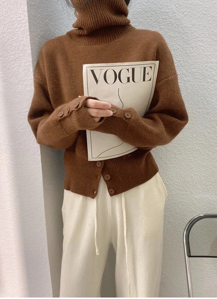 Yarn/Wool Yarn Turtleneck Casual Sweater