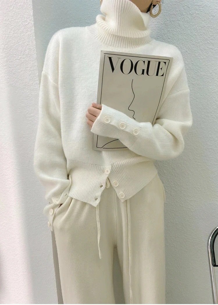 Yarn/Wool Yarn Turtleneck Casual Sweater