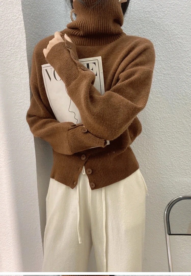 Yarn/Wool Yarn Turtleneck Casual Sweater