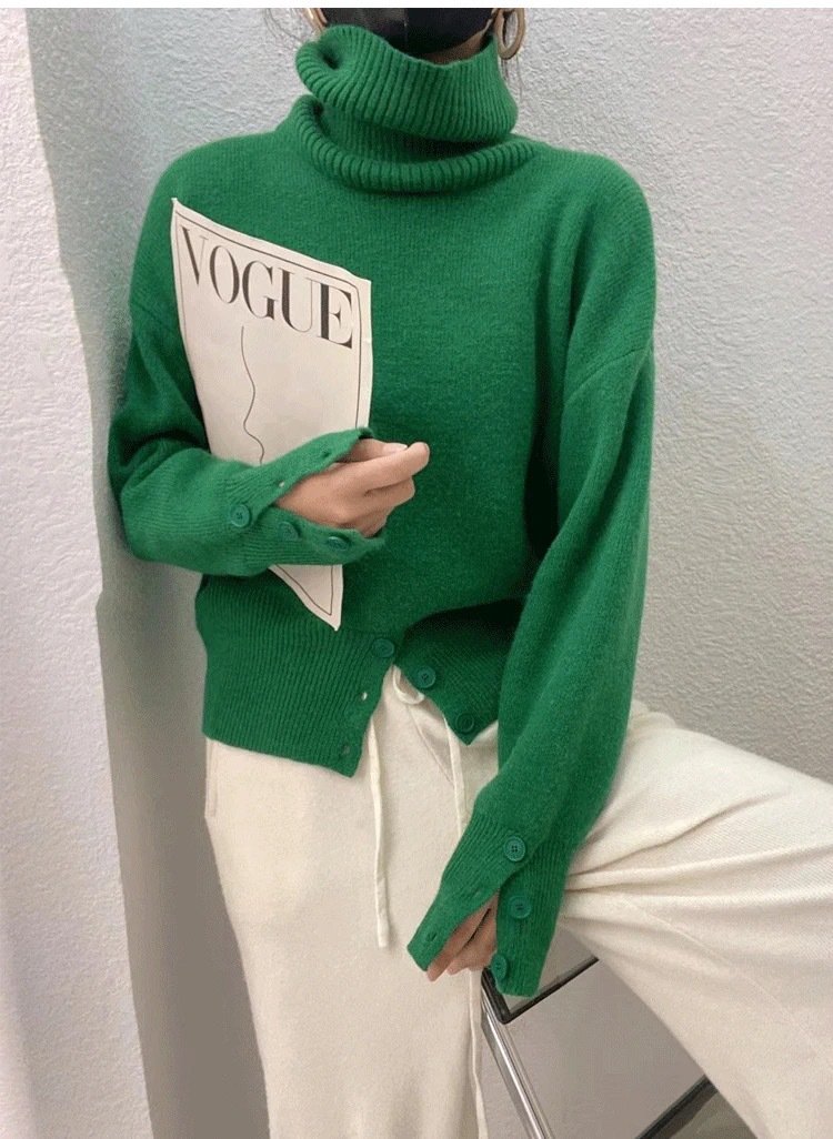 Yarn/Wool Yarn Turtleneck Casual Sweater