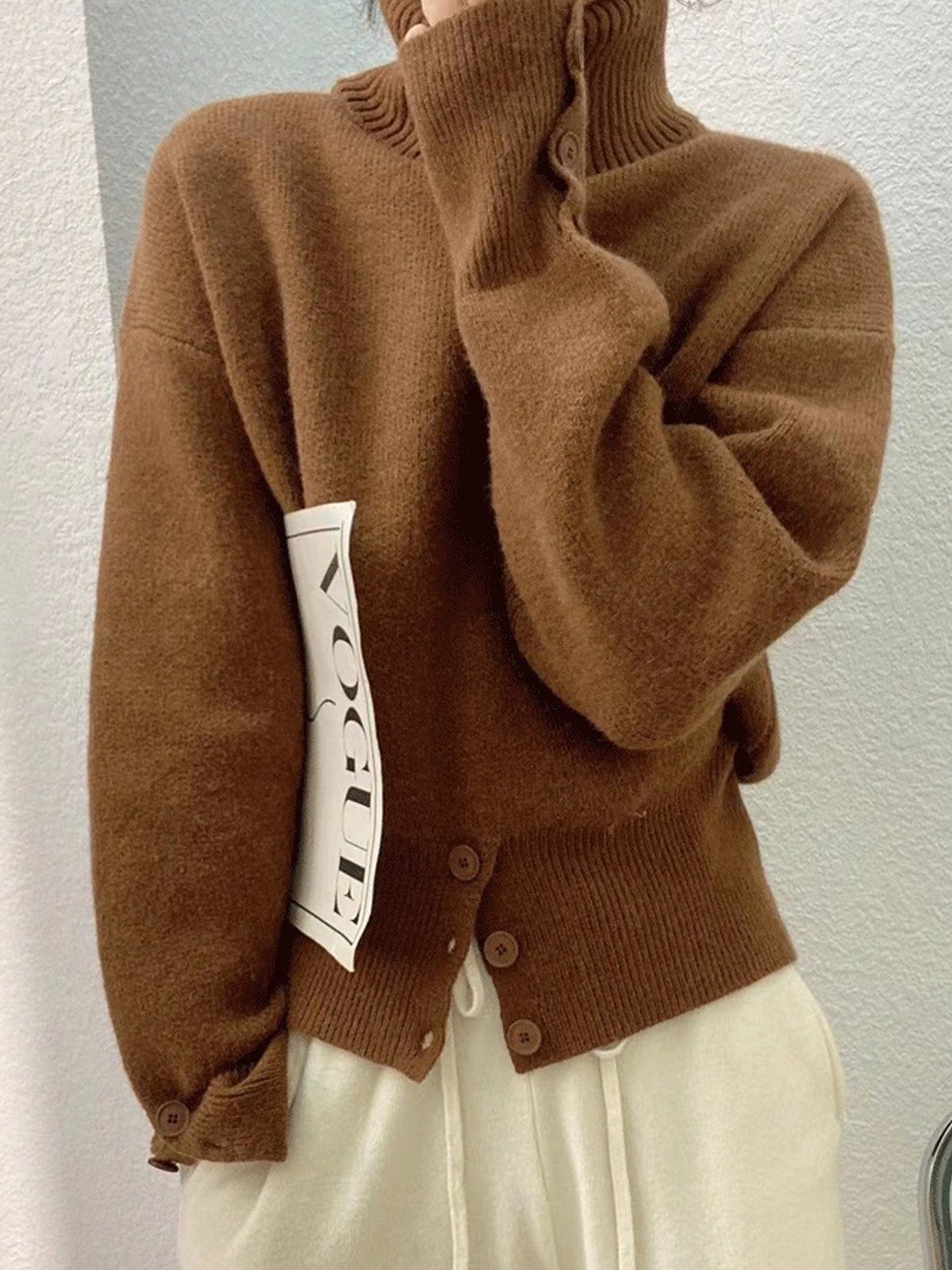 Yarn/Wool Yarn Turtleneck Casual Sweater
