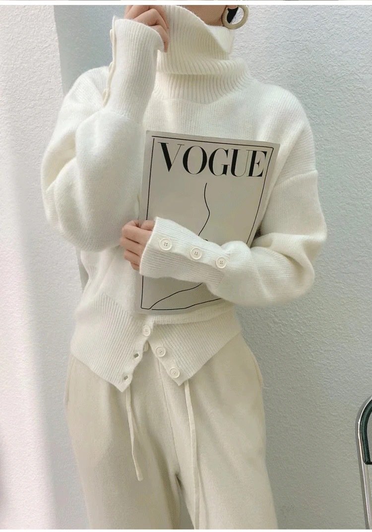Yarn/Wool Yarn Turtleneck Casual Sweater